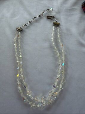 Iridized Crystal Multi-Strand Necklace - Clear